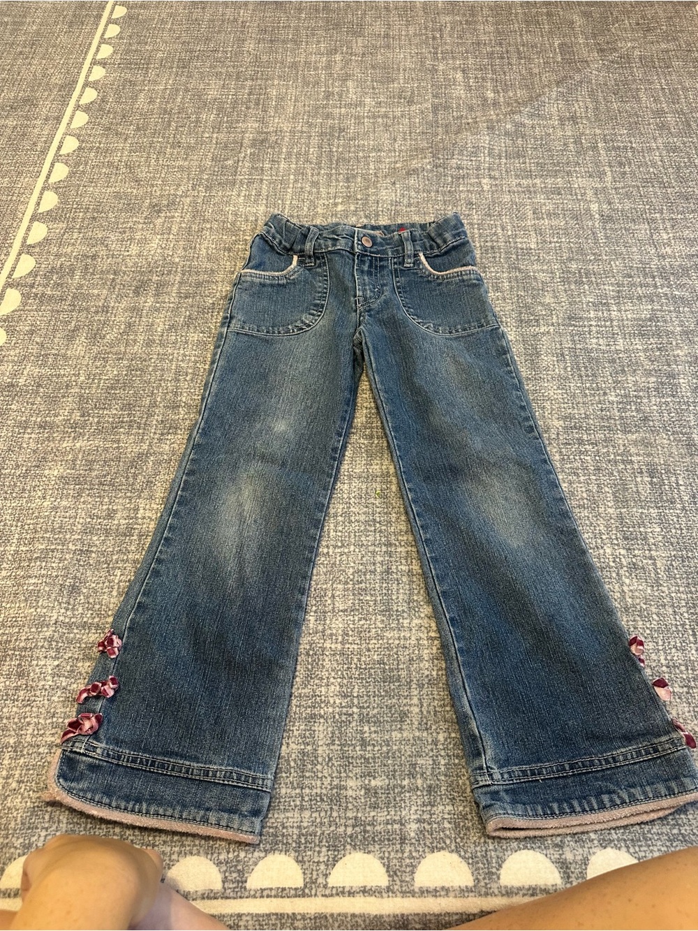 Levi's Girls Blue Denim Flared Jeans with Pink Ribbon Bows